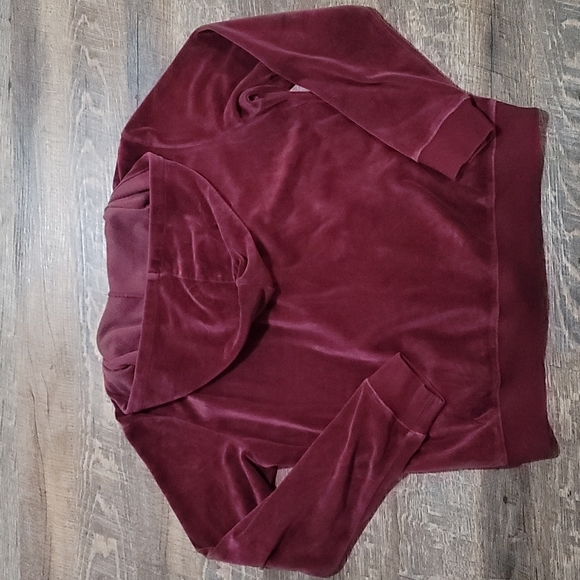 Very gently used velvet Tommy Hilfiger zip-up sweater size XL purple with hood - Picture 6 of 7